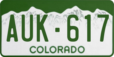 CO license plate AUK617