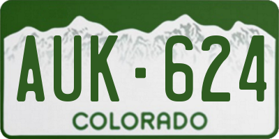 CO license plate AUK624