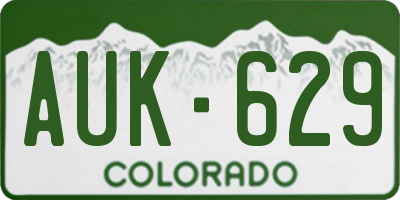 CO license plate AUK629
