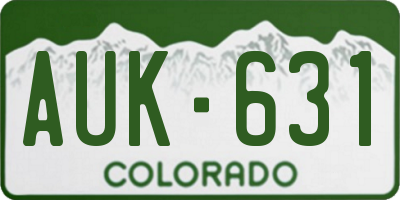 CO license plate AUK631