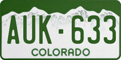 CO license plate AUK633