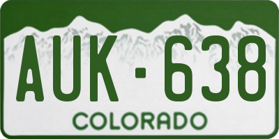 CO license plate AUK638