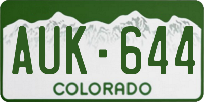 CO license plate AUK644