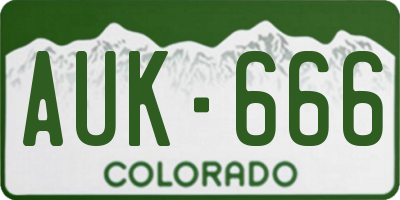 CO license plate AUK666