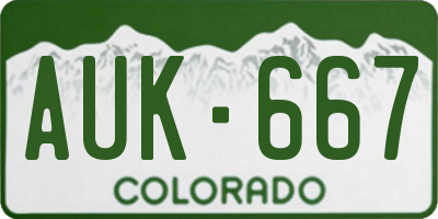 CO license plate AUK667
