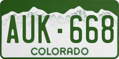 CO license plate AUK668