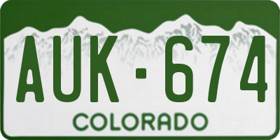 CO license plate AUK674