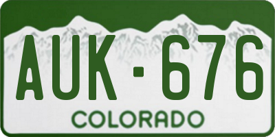 CO license plate AUK676