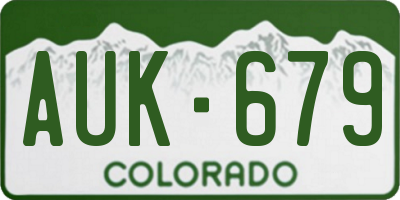 CO license plate AUK679