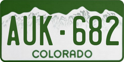 CO license plate AUK682