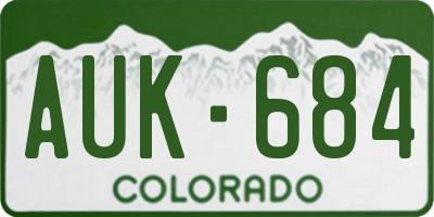 CO license plate AUK684