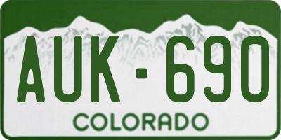 CO license plate AUK690