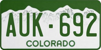 CO license plate AUK692