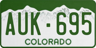 CO license plate AUK695
