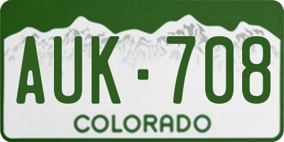 CO license plate AUK708