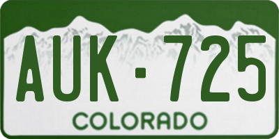 CO license plate AUK725