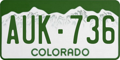 CO license plate AUK736