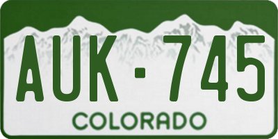 CO license plate AUK745