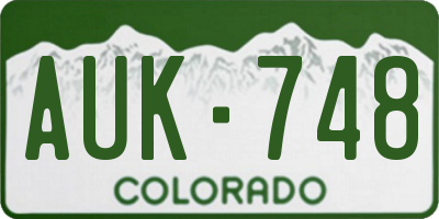 CO license plate AUK748