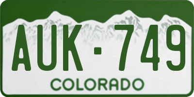 CO license plate AUK749
