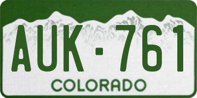 CO license plate AUK761
