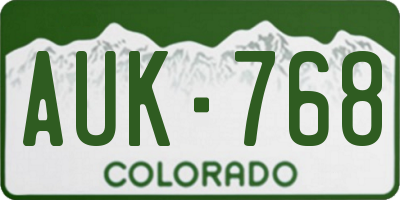 CO license plate AUK768