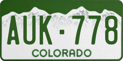 CO license plate AUK778
