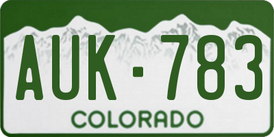 CO license plate AUK783