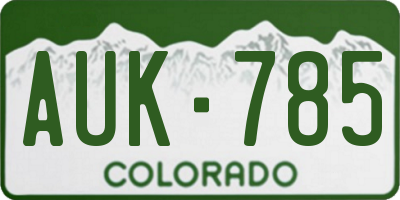 CO license plate AUK785