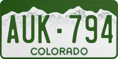 CO license plate AUK794