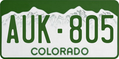 CO license plate AUK805