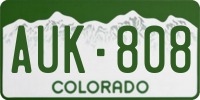 CO license plate AUK808