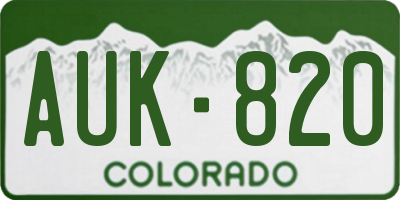 CO license plate AUK820
