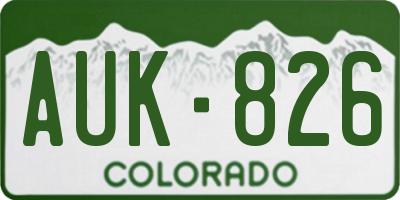 CO license plate AUK826