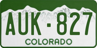 CO license plate AUK827