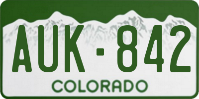 CO license plate AUK842