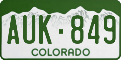 CO license plate AUK849