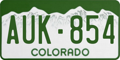 CO license plate AUK854