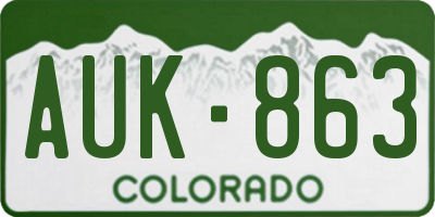 CO license plate AUK863