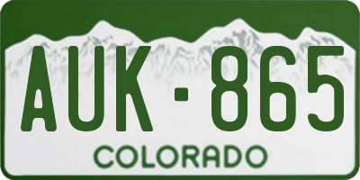 CO license plate AUK865