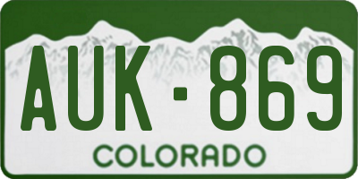 CO license plate AUK869