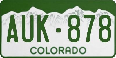 CO license plate AUK878