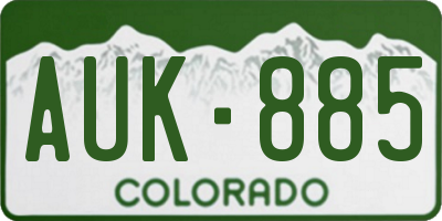 CO license plate AUK885