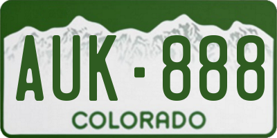 CO license plate AUK888