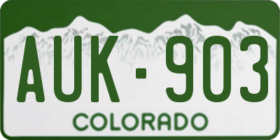 CO license plate AUK903