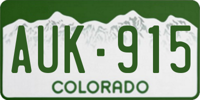 CO license plate AUK915