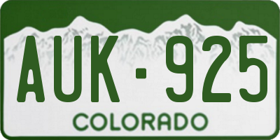 CO license plate AUK925
