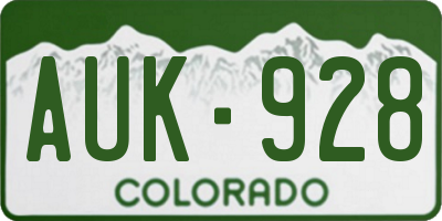 CO license plate AUK928