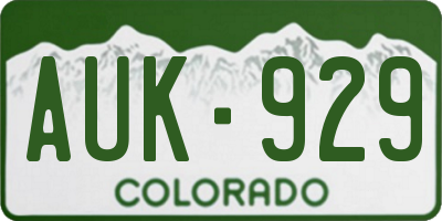 CO license plate AUK929