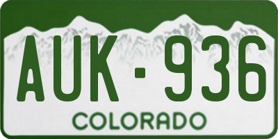 CO license plate AUK936